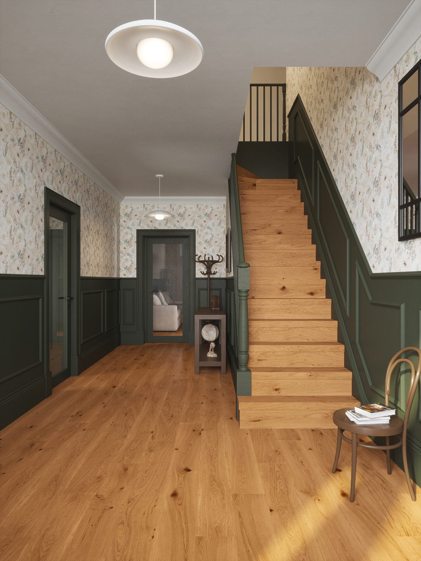 Mountain Rustic Oak Bullnose Stair Tread