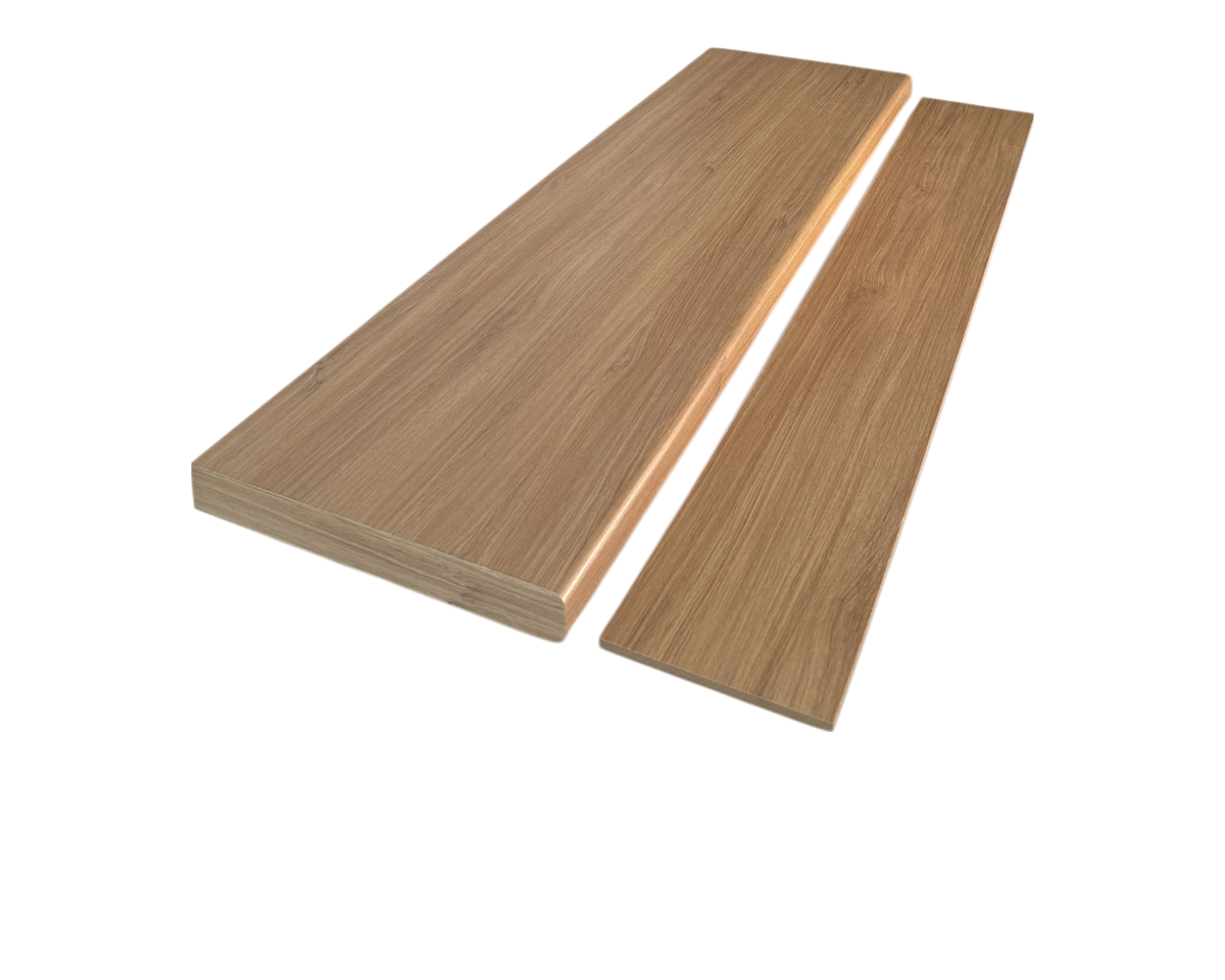 Light Oak Wood Grain Bullnose Stair Tread & Riser (Pack of 1)