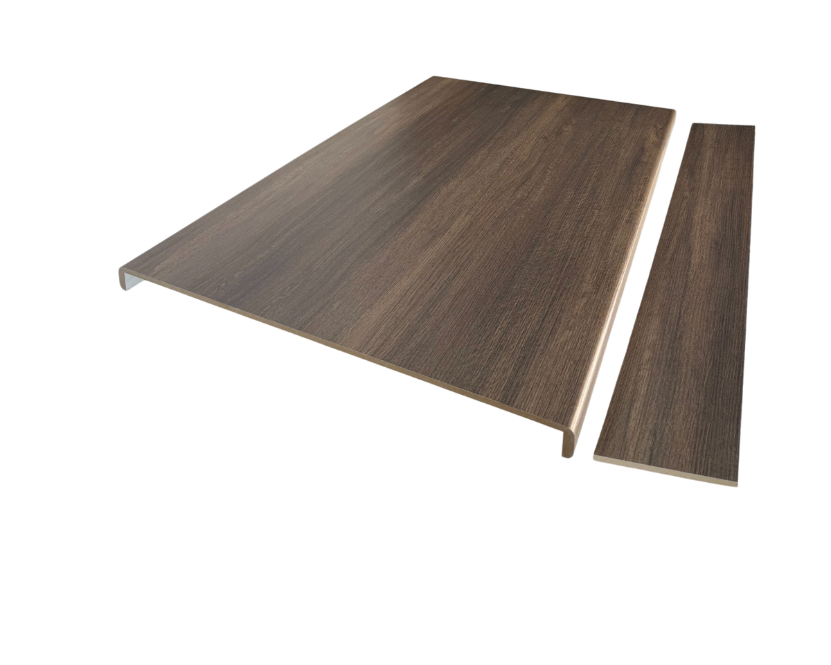 Milani Dark Oak Wood Grain Double Winder Stair Tread & Riser (Pack of 1)