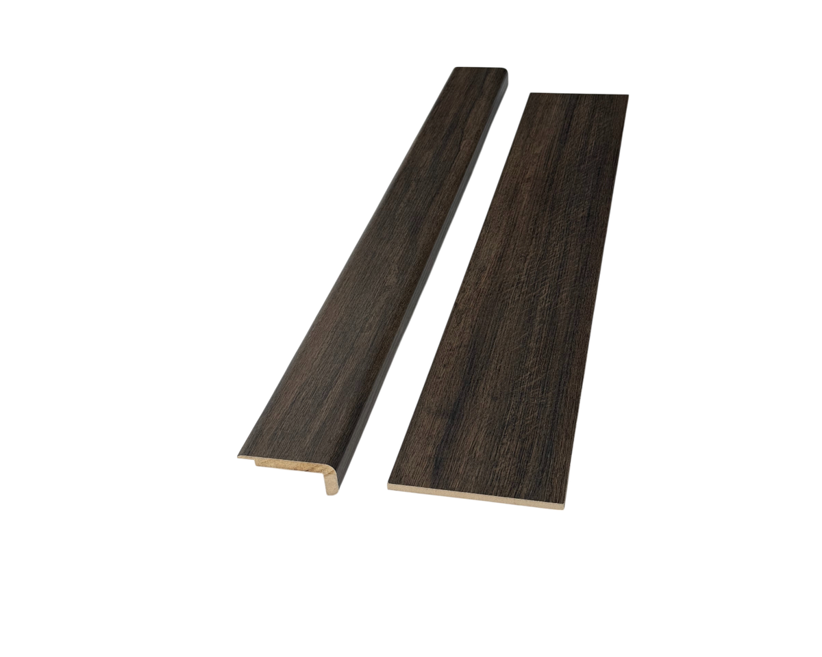 Milani Dark Oak Wood Grain Top Step Transition Stair Nose & Riser (Pack of 1)