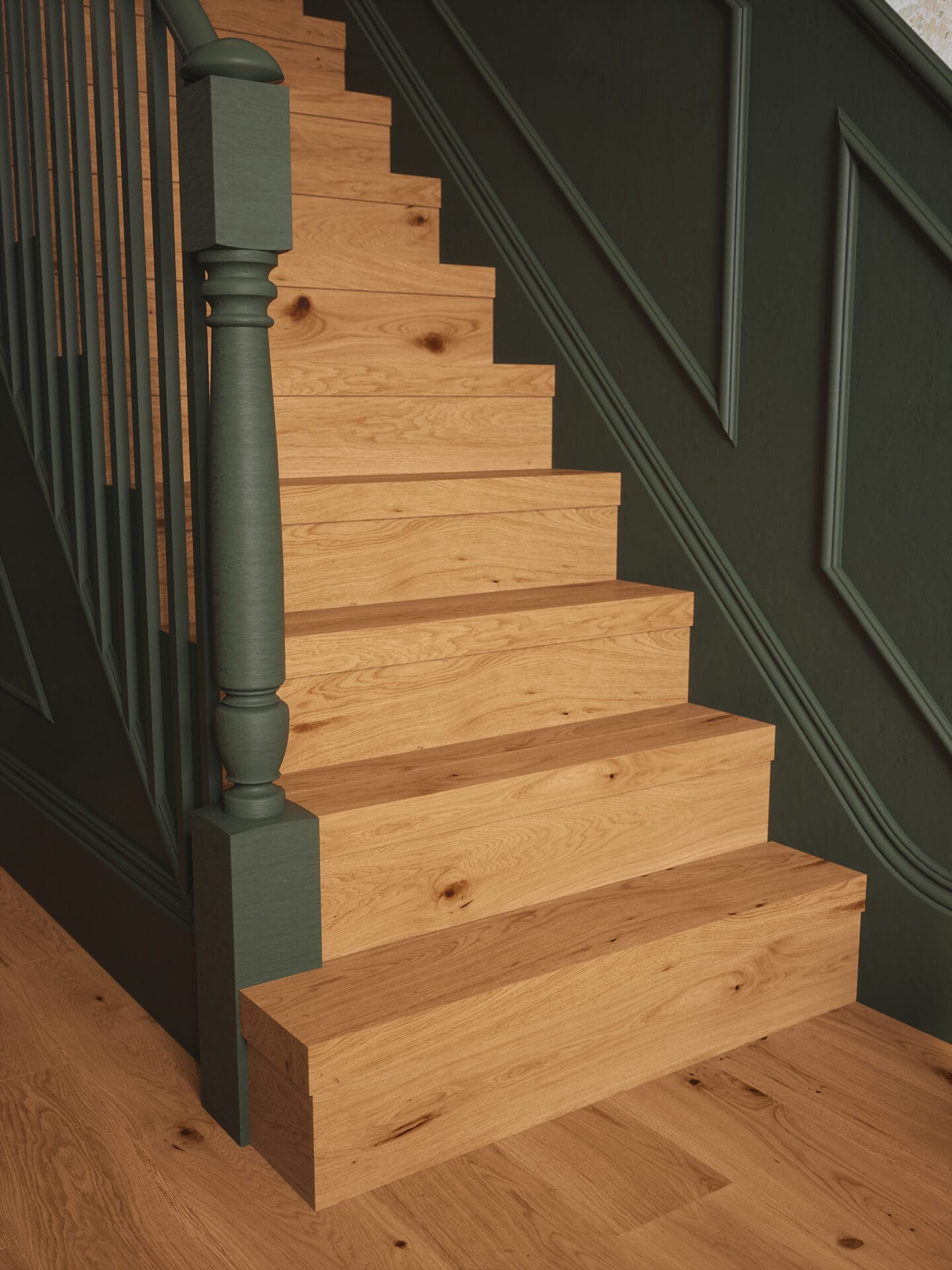 Mountain Rustic Oak Bullnose Stair Tread