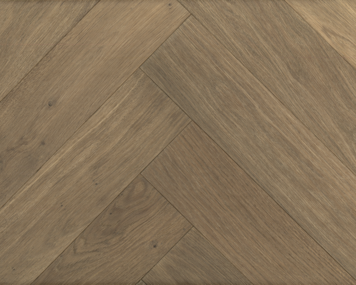 Highland Brushed Oak herringbone engineered wood flooring