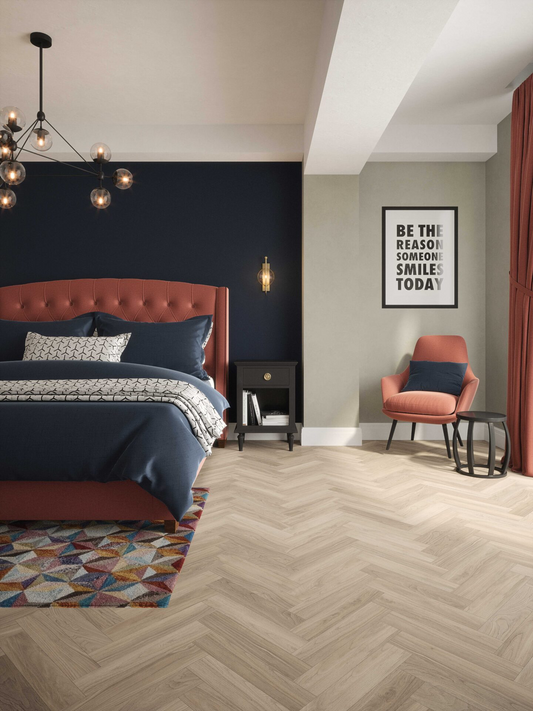 Tartas Oak Herringbone Aqua