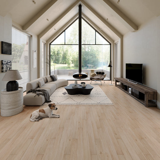 Neptune Harbour Mist Oak SPC plank flooring in a room setting