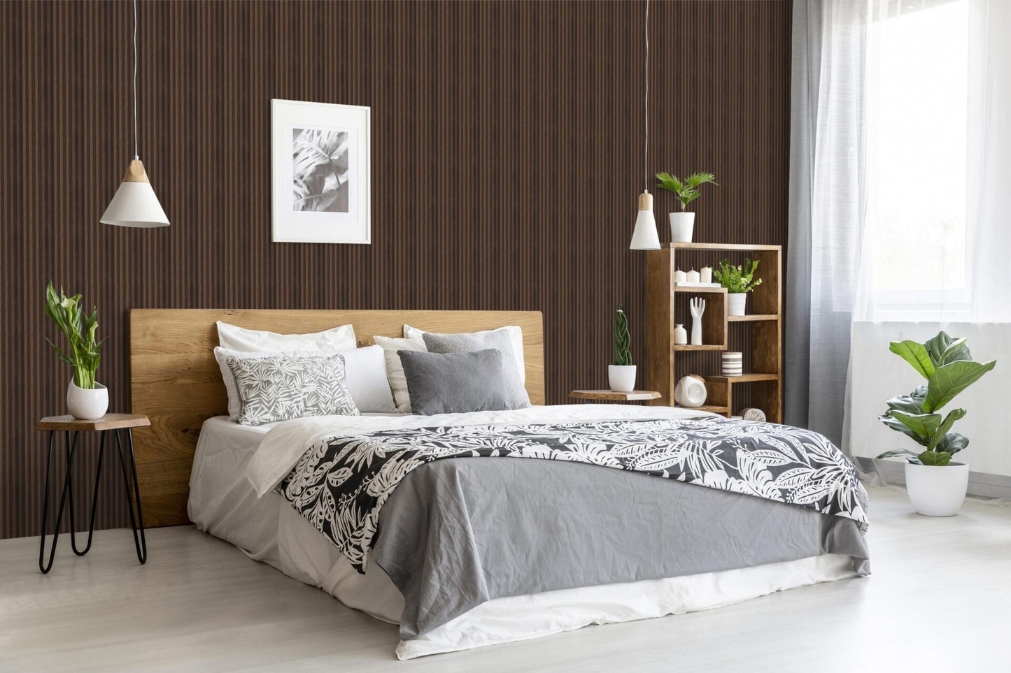 Walnut Wall Panel Narrow MDF JM1071 PVC83