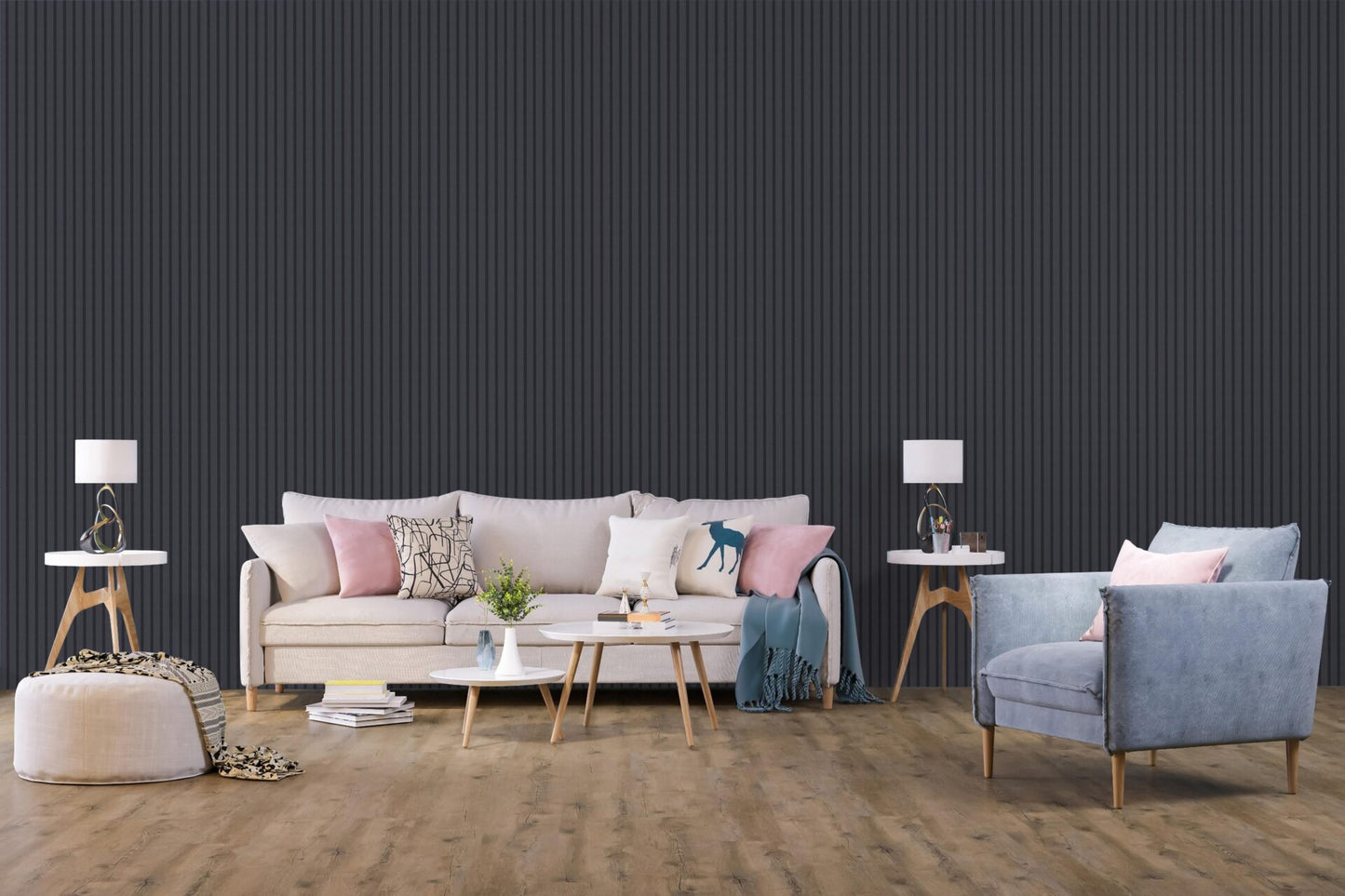 Blue Textured Wall Panel Medium MDF JM1073 PVC89