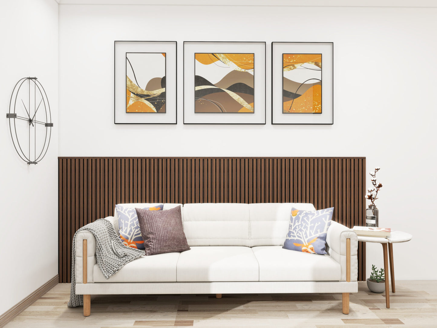 Dark Walnut Acoustic Wall Panel End Panel Profile JM1096-MBM-PVC83