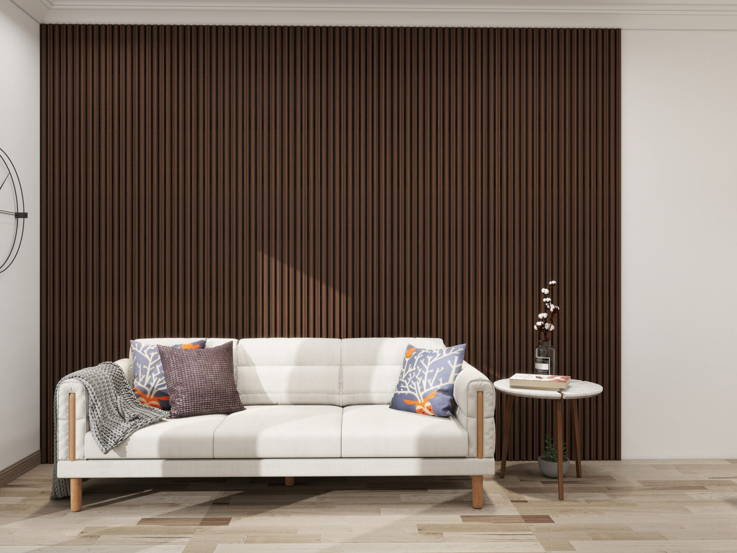 Dark Walnut Acoustic Wall Panel End Panel Profile JM1096-MBM-PVC83