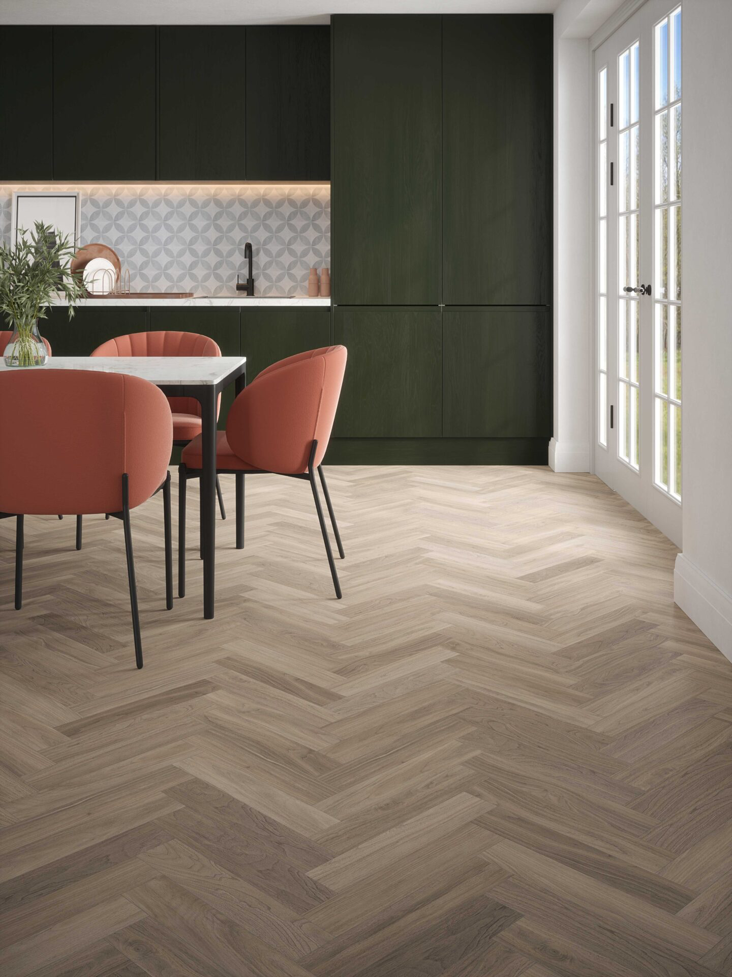 Tartas Oak Herringbone Aqua