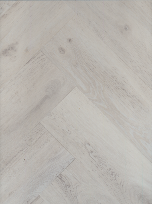 Neptune Silver Stream Oak SPC herringbone flooring