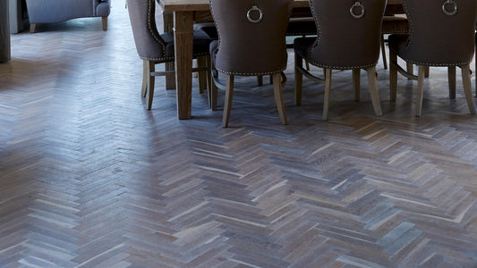 White Oak Tumbled Herringbone Double Smoked & White Oiled image 1