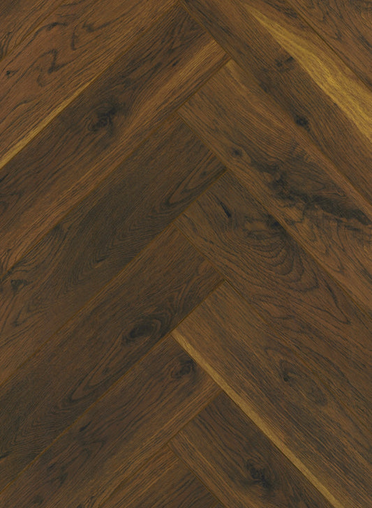 Smoked Cathedral Oak Herringbone Aqua