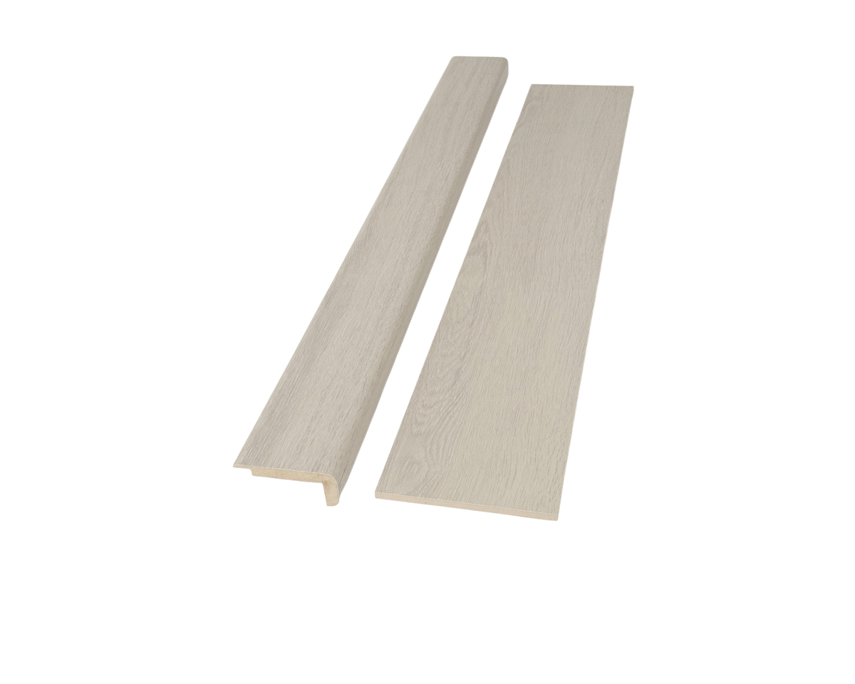 Lizzy Oak Grey Wood Grain Top Step Transition Stair Nose & Riser (Pack of 1)