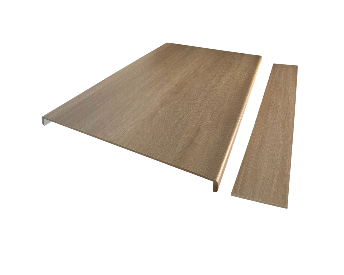 Roicha Oak Beige Wood Grain Double Winder Stair Tread & Riser (Pack of 1)