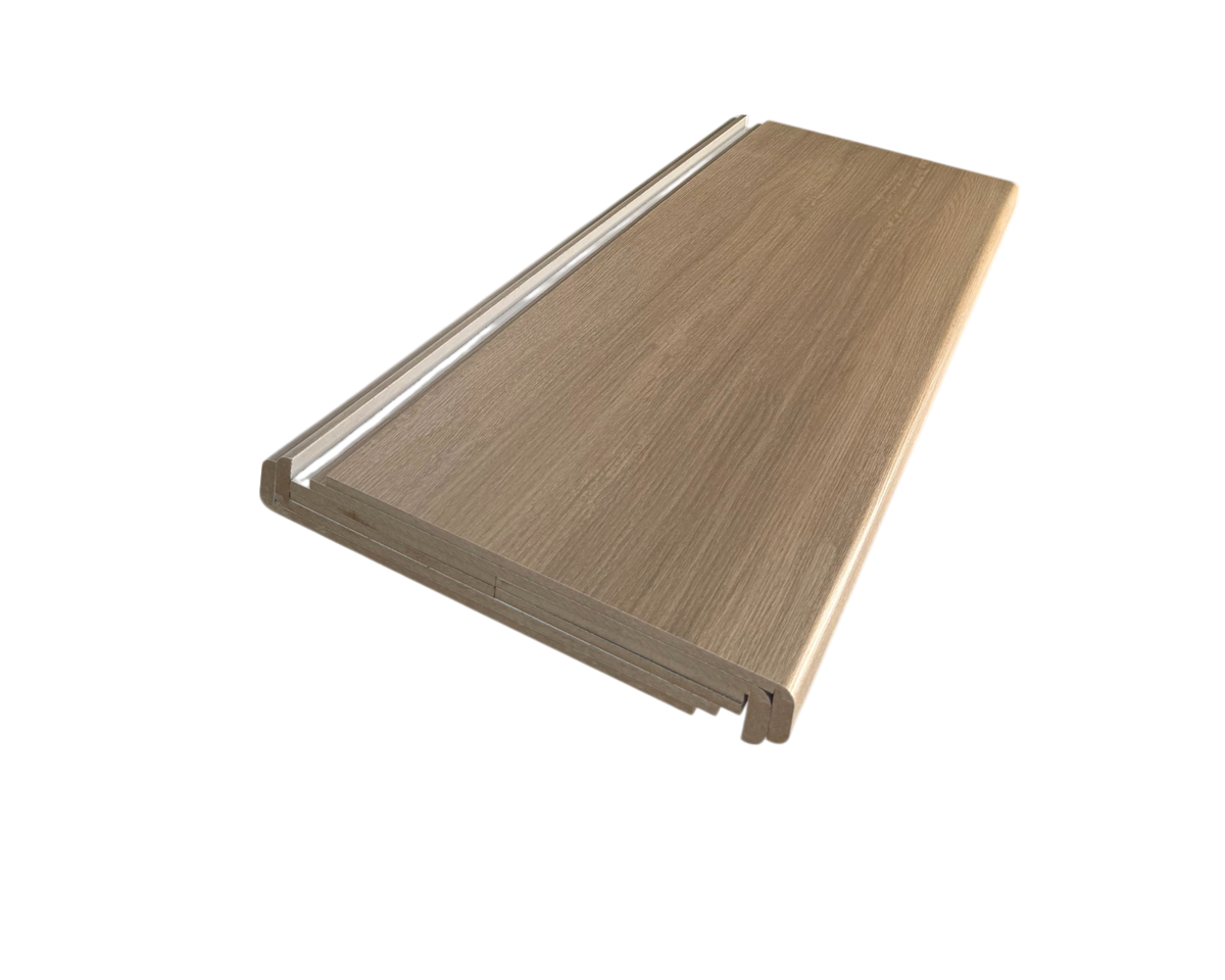 Roicha Oak Beige Wood Grain Quattro Stair Treads & Risers (Pack of 4)