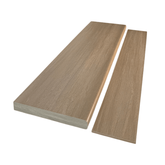 Roicha Oak Beige Wood Grain Bullnose Stair Tread & Riser