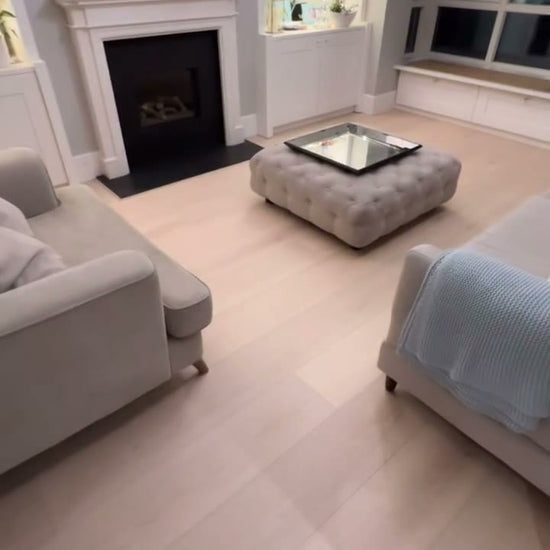 Blonde Montreux Oak laminate fitted by Kidd Flooring in Castleknock, replacing an old walnut floor