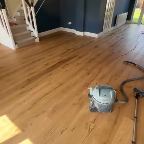 French Oak 190mm engineered plank with new skirting, fitted by Kidd Flooring