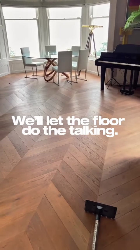 Oak plank and chevron floor cleaned and re-oiled by Kidd Flooring
